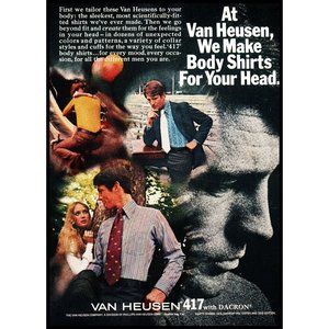 1970 Van Heusen Men's Dress Shirt Vintage Print Ad Romance Work Home Wall Art